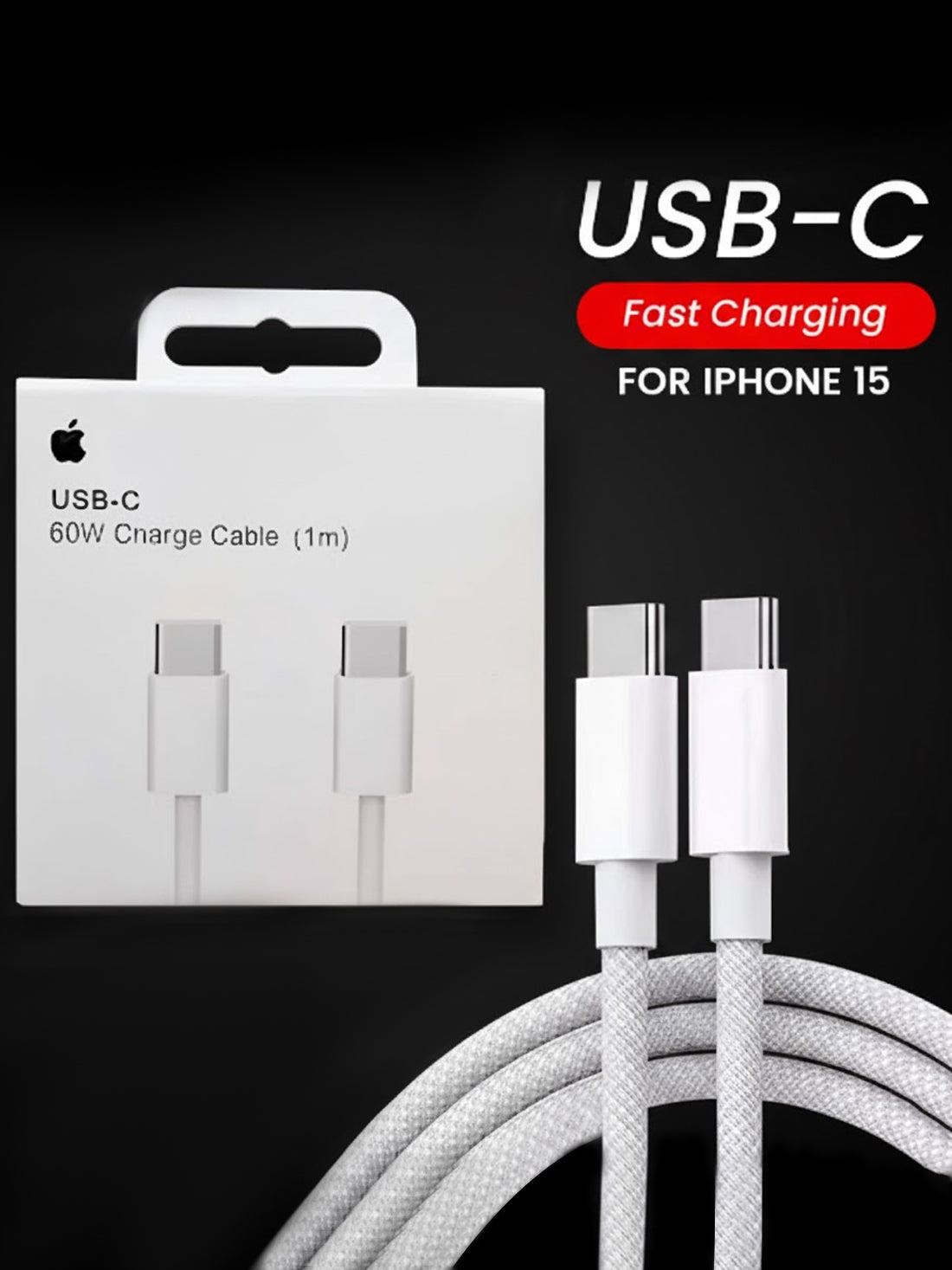 60W Fast Charge USB-C to USB-C Cable (1M)